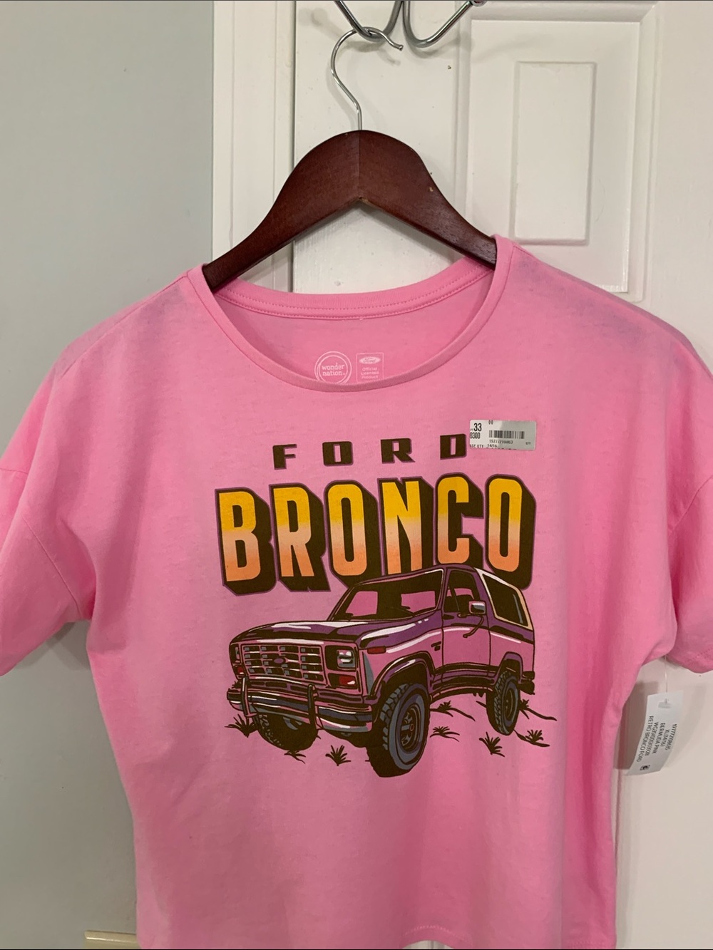 Ford Pink Bronco Graphic Tee with Yellow Accent